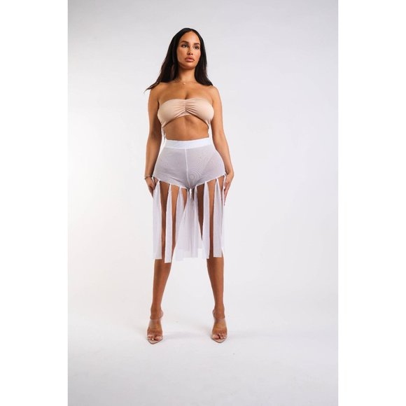 Boutique Pants - Women's Elastic Waist Casual Fringed Mesh Solid Sexy Shorts Size S, M, L